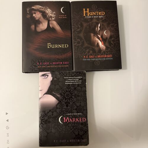 Lot: 3 HOUSE OF NIGHT novel by PC Cast Vampire Books BURNED, HUNTED, MARKED