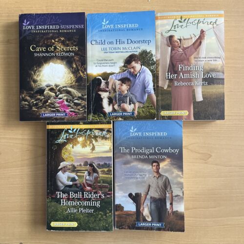 Lot of 5 HARLEQUIN LOVE INSPIRED books, LARGE PRINT, faith, forgiveness, hope