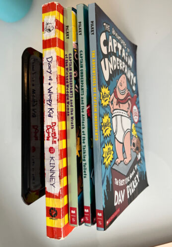 Lot of 4 Young reader books, 3  CAPTAIN UNDERPANTS (PB) & 1 Diary of a Wimpy Kid