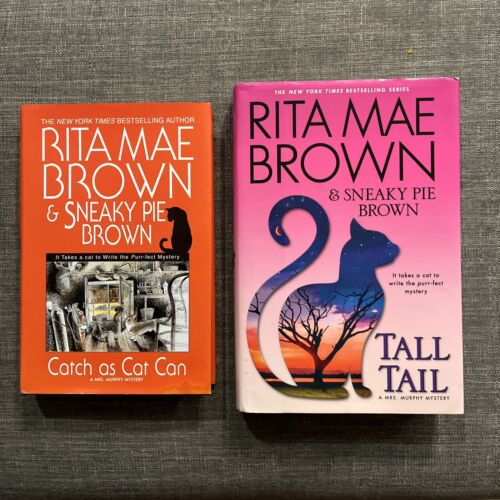 Lot of 2 Mrs. Murphy Mystery books- CATCH AS CAT CAN/TALL TAIL by R.M. Brown