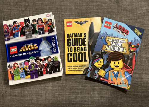 Lot of 3 LEGO kid Books, Super Heroes, Character Encyclopedia, Batman, DC Comics