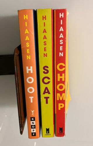 CARL HIAASEN Lot of 3 Kids Chapter books: SCAT, CHOMP, HOOT - NYT bestseller