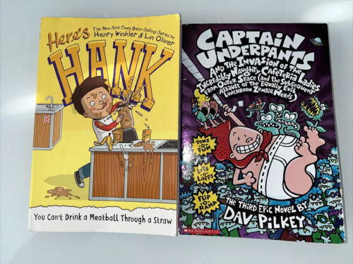Lot of 5 Kids Books - Stick Cat, Diary of a Wimpy Kid, Captain Underpants, PB