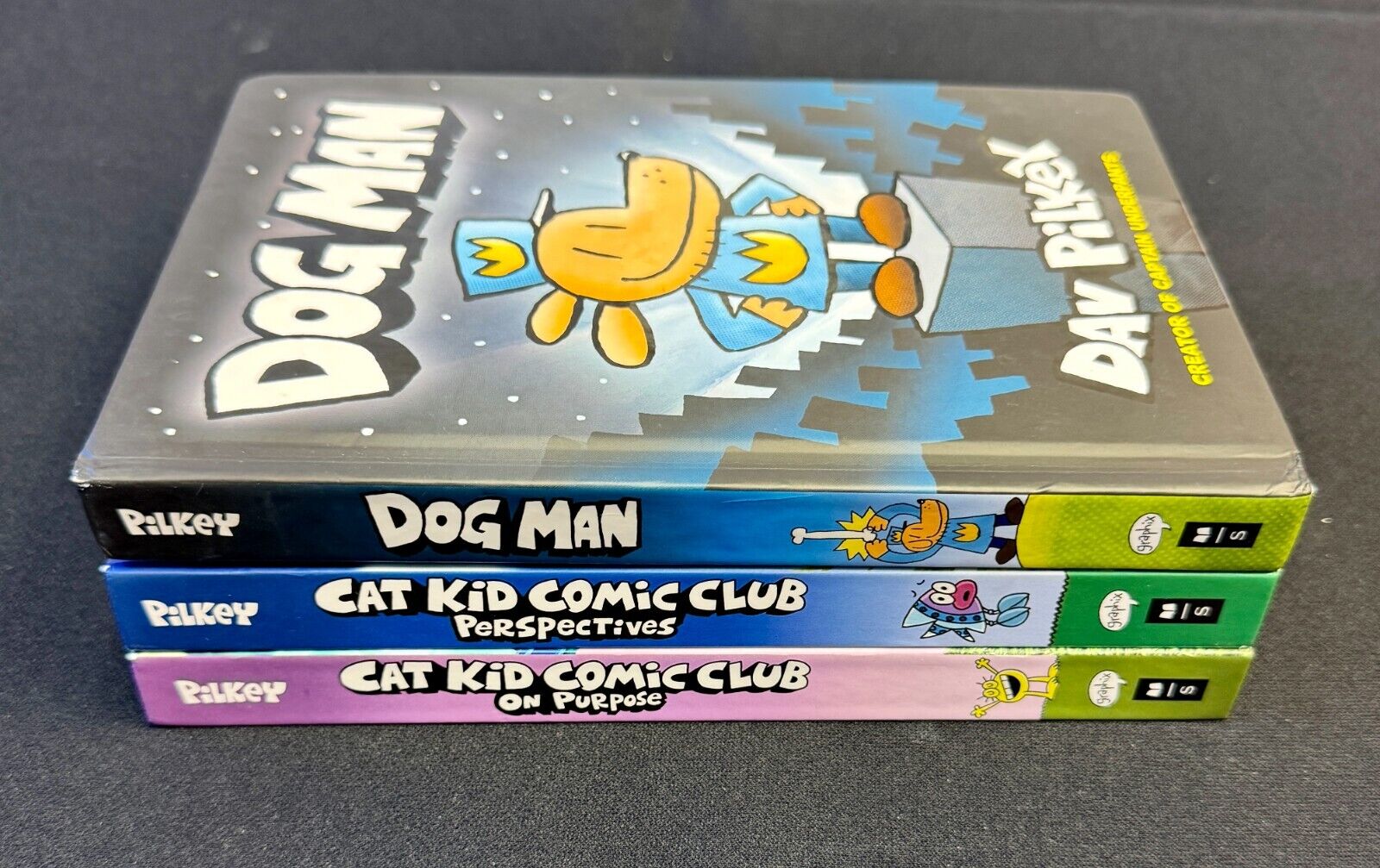 Lot of 3 Dog Man & Cat Kid From the Creator of Captain Underpants - Hardcover