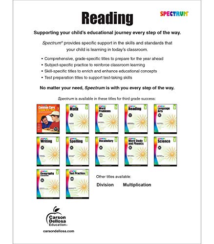 Spectrum Reading Comprehension Grade 3 Workbook, Ages 8 to 9, Third Grade Reading Comprehension Workbook, Fiction and Nonfiction Passages, Identifying Story Structure and Main Ideas - 160 Pages