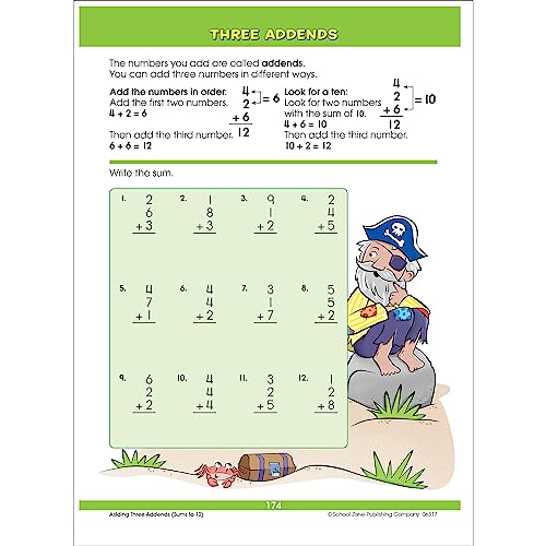School Zone - Big First Grade Workbook - 320 Pages, Ages 6 to 7, 1st Grade, Beginning Reading, Phonics, Spelling, Basic Math, Word Problems, Time, Money, and More (Series) - 8242