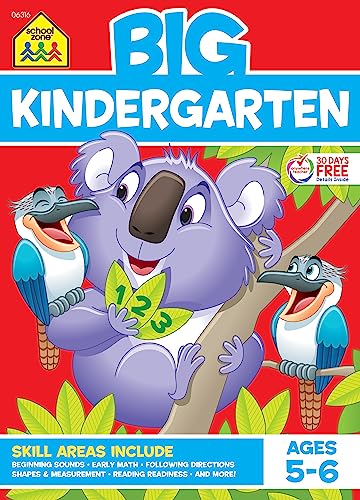School Zone - Big Kindergarten Workbook - 320 Pages, Ages 5 to 6, Early Reading and Writing, Numbers 0-20, Basic Math, Matching, Story Order, and More (School Zone Big Workbook Series) - 864