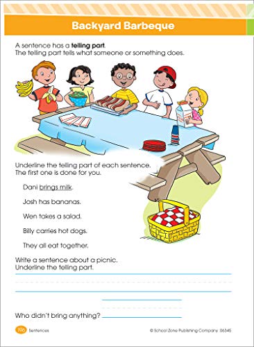 School Zone - Big Reading 1-2 Workbook - 320 Pages, Ages 6 to 8, 1st Grade, 2nd Grade, Story Order, Parts of Speech, Comprehension, Phonics, Vowels, and More (School Zone Big Workbook Series)