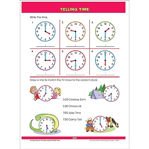School Zone - Big First Grade Workbook - 320 Pages, Ages 6 to 7, 1st Grade, Beginning Reading, Phonics, Spelling, Basic Math, Word Problems, Time, Money, and More (Series) - 8242