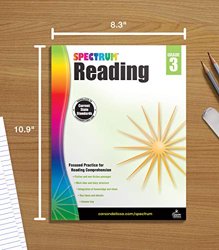Spectrum Reading Comprehension Grade 3 Workbook, Ages 8 to 9, Third Grade Reading Comprehension Workbook, Fiction and Nonfiction Passages, Identifying Story Structure and Main Ideas - 160 Pages